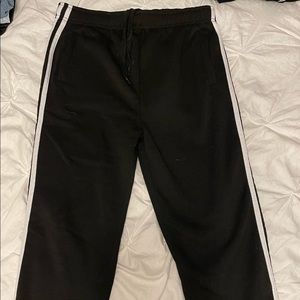 Plain black and white stripe joggers
